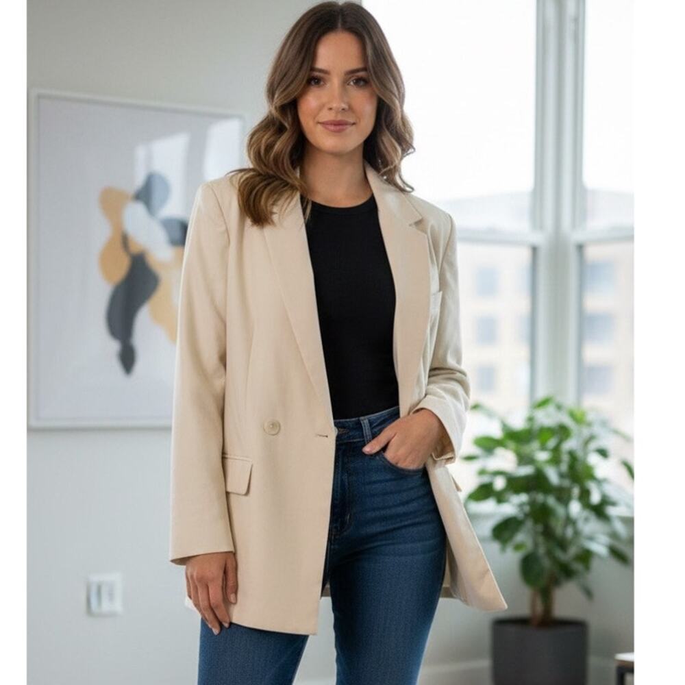 H&M oversized fit  beige retro blazer jacket